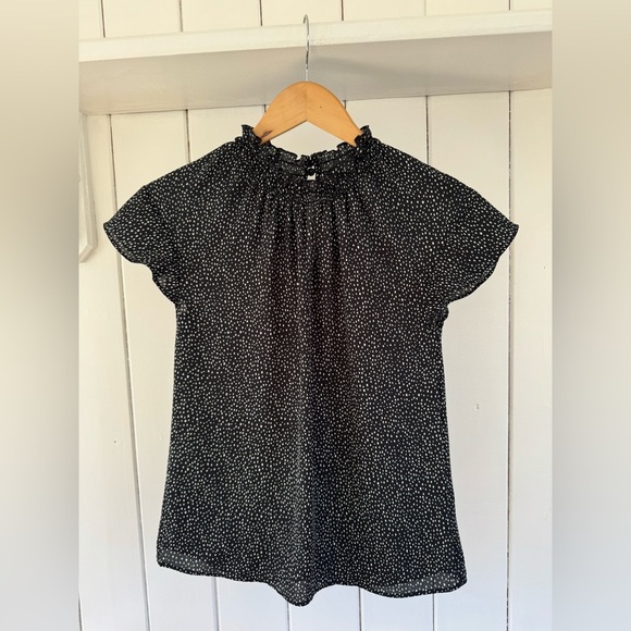 Express Black and White Casual Mock Neck Blouse - Picture 1 of 5